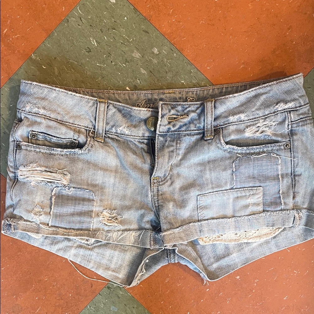 American Girl Light Blue Distressed Jean Shorts